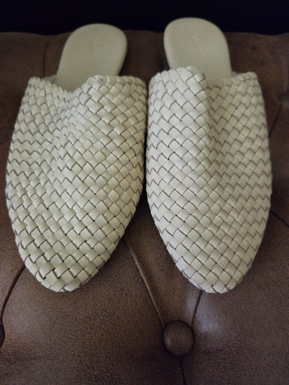Women's Universal Thread Woven Pointed Slip-On Mules - Cream - Picture 4 of 7